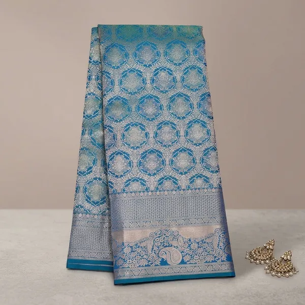 Peacock_Blue_Zariwork_Gold_Silk_Silk_Saree