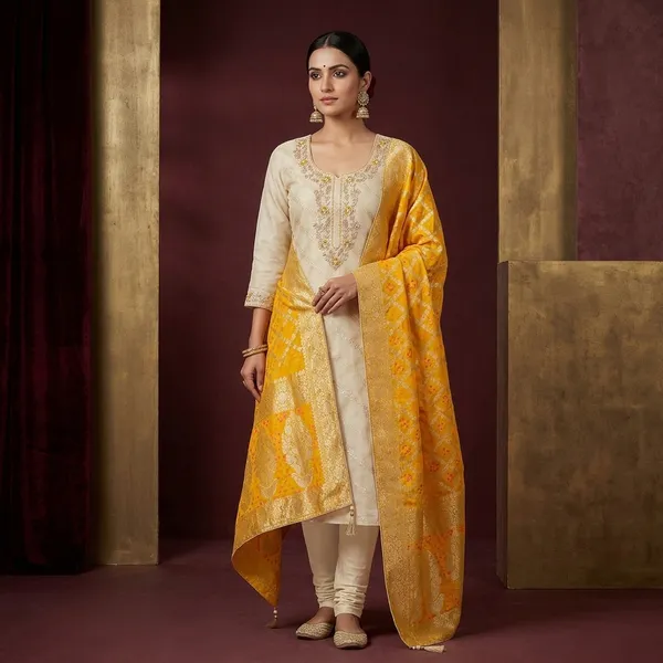 Beige_Zardozi_Gold_Chanderi_Unstitched_Salwar_Suit