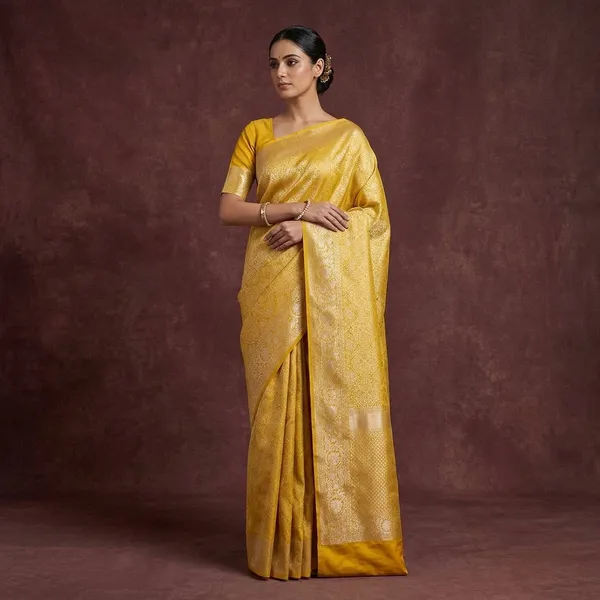 Yellow_Zariwork_Silver_Pure_Silk_Silk_Saree