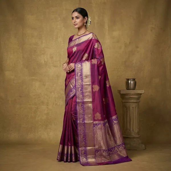 Rust_Zariwork_Gold_Silk_Silk_Saree
