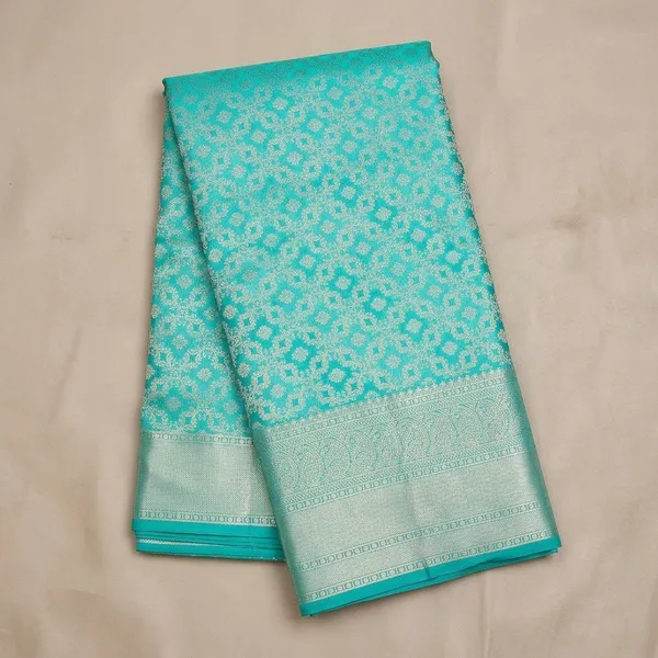 Turquoise_Blue_Zariwork_Silver_Silk_Silk_Saree