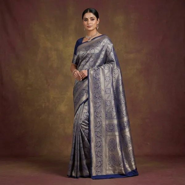 Navy_Blue_Zariwork_Gold_Silk_Silk_Saree