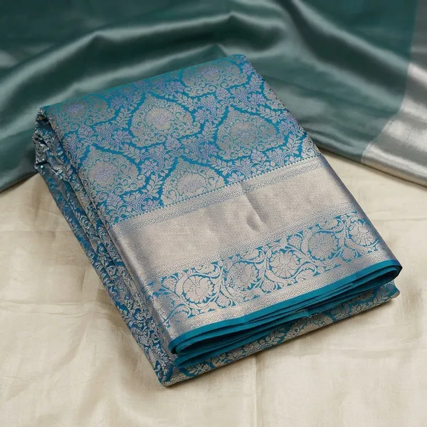 Peacock_Blue_Zariwork_Gold_Pure_Silk_Silk_Saree