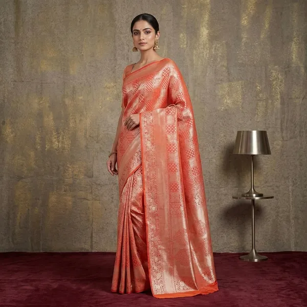 Orange_Zariwork_Gold_Pure_Silk_Silk_Saree