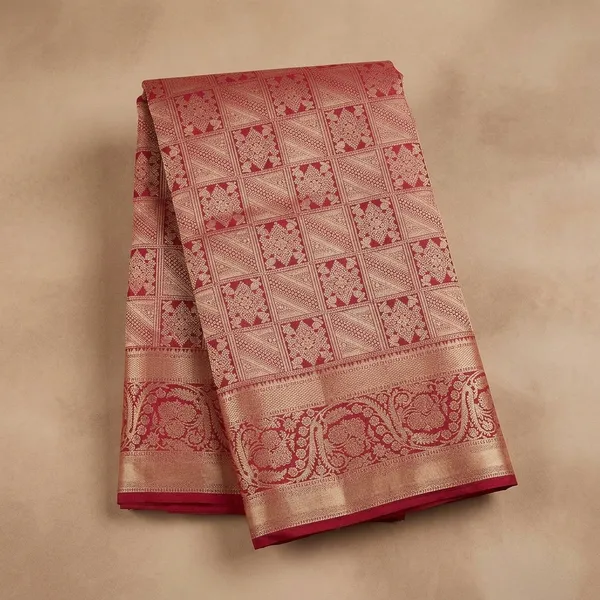 Maroon_Zariwork_Gold_Silk_Silk_Saree