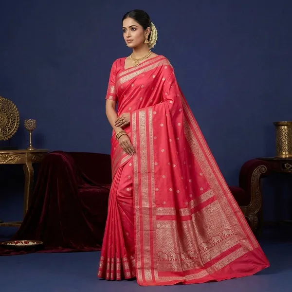 Rani_Pink_Zariwork_Gold_Pure_Silk_Silk_Saree