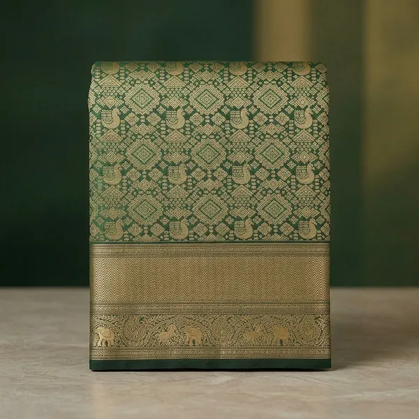 Bottle_Green_Kanjivaram_Pure_Silk_Saree