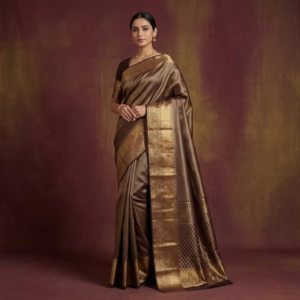 Brown_Zariwork_Gold_Pure_Silk_Silk_Saree