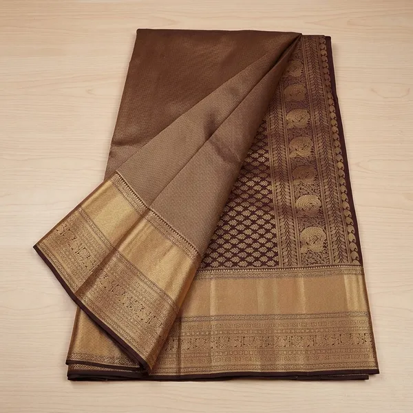 Brown_Zariwork_Gold_Pure_Silk_Silk_Saree