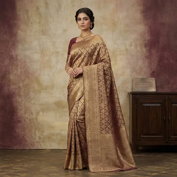 Mauve_Dharmavaram_Pure_Silk_Saree