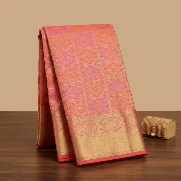 Peach_Zariwork_Gold_Silk_Silk_Saree