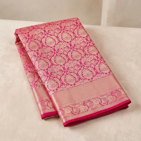 Rani_Pink_Zariwork_Silver_Silk_Saree