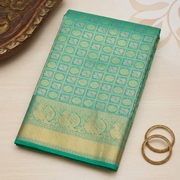 Sea_Green_Zariwork_Gold_Silk_Silk_Saree
