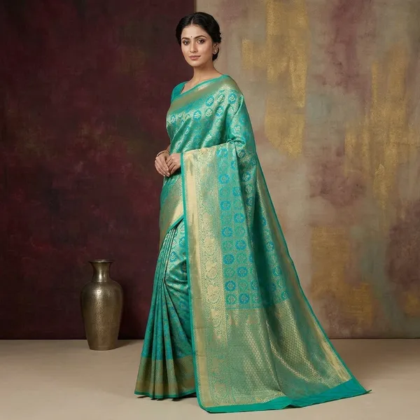 Sea_Green_Zariwork_Gold_Silk_Silk_Saree