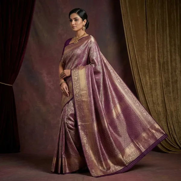 Violet_Zariwork_Silver_Pure_Silk_Saree