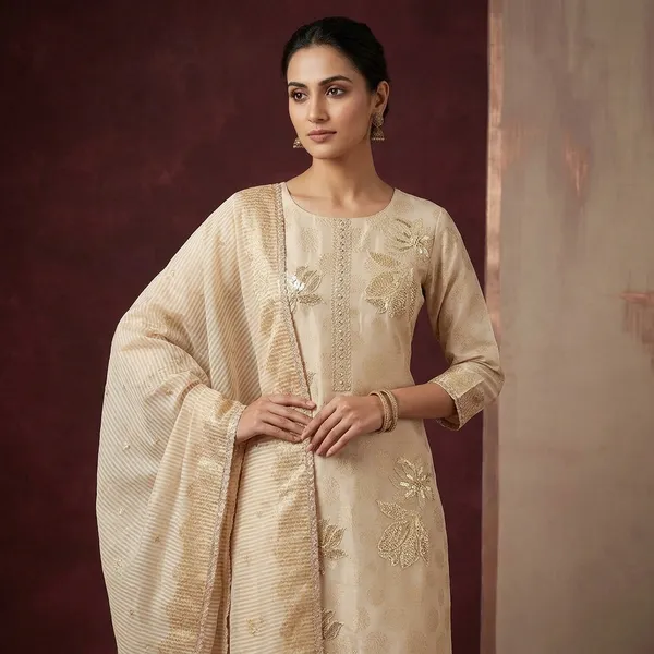 Beige_Zariwork_Gold_Tissue_Unstitched_Salwar_Suit