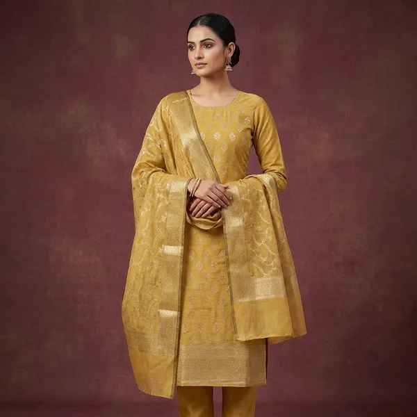 Mustard_Zariwork_Gold_Silk_Unstitched_Salwar_Suit