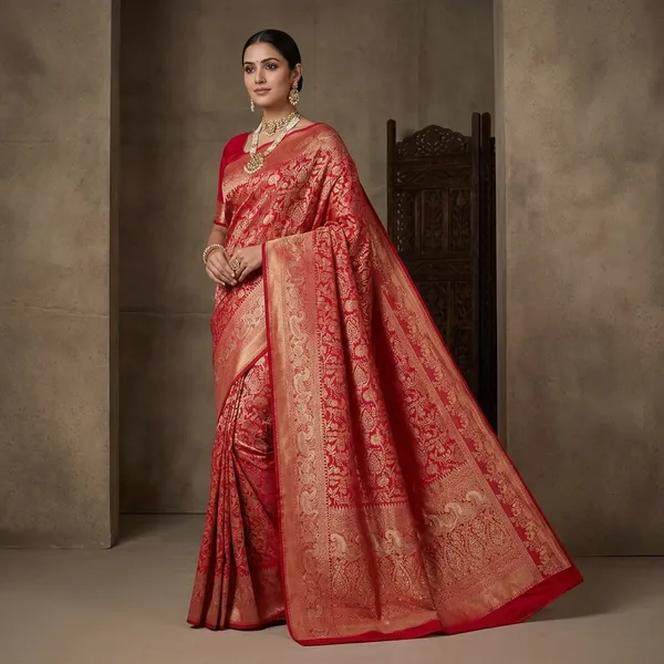 Rani_Pink_Zariwork_Gold_Pure_Silk_Saree