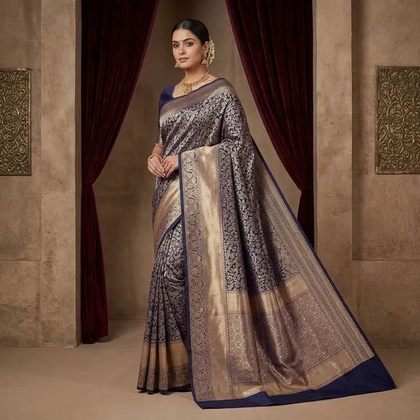 Navy_Blue_Zariwork_Pure_Silk_Saree