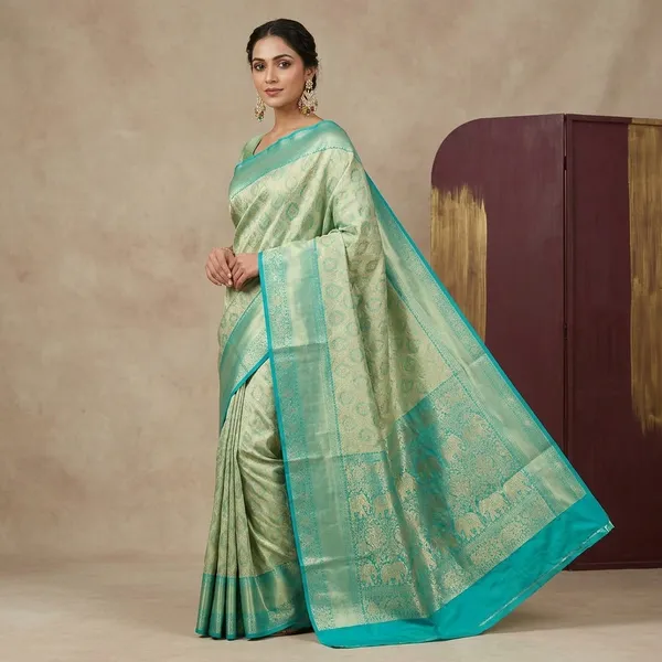 Sea_Green_Zariwork_Gold_Pure_Silk_Saree