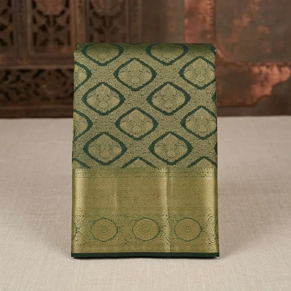 Bottle_Green_Zariwork_Gold_Pure_Silk_Saree