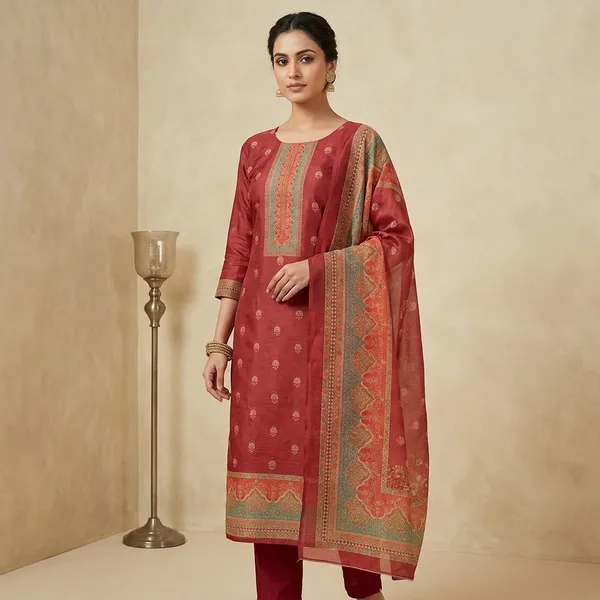 Red_Zariwork_Gold_Chanderi_Unstitched_Salwar_Suit