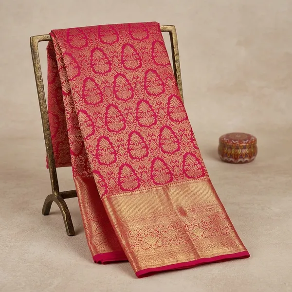 Rani_Pink_Zariwork_Gold_Pure_Silk_Saree