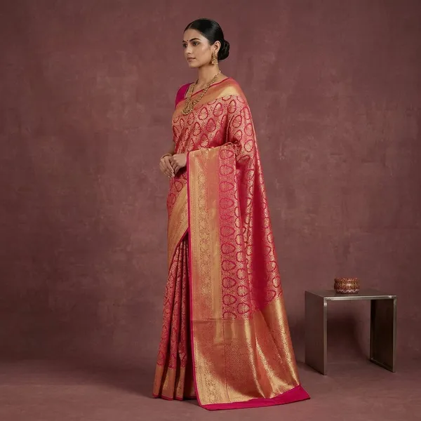 Rani_Pink_Zariwork_Gold_Pure_Silk_Saree