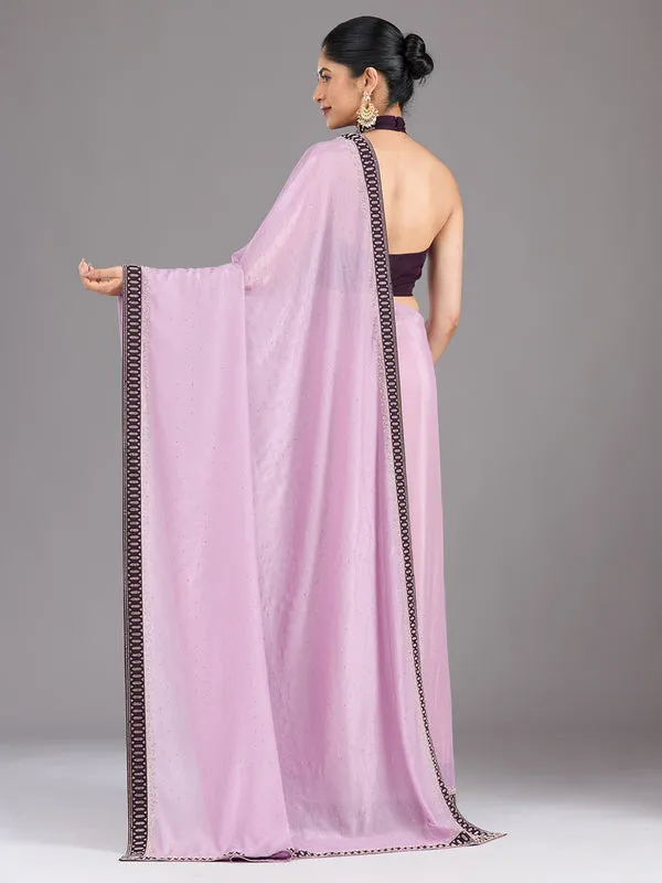Lavender_Satin_Gold_Stonework_Saree_With_Matching_Blouse_Piece