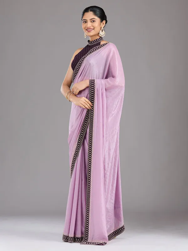 Lavender_Satin_Gold_Stonework_Saree_With_Matching_Blouse_Piece