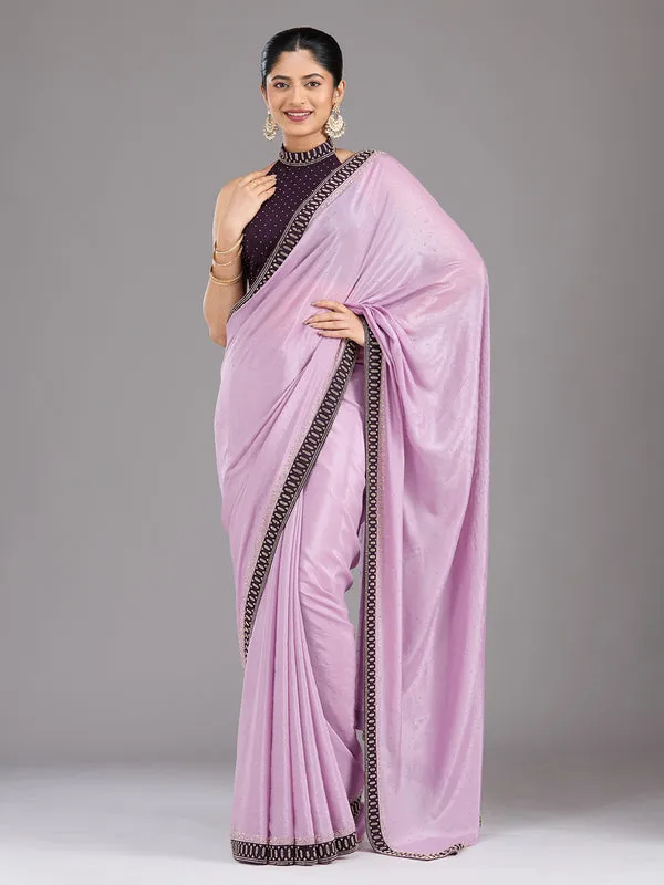 Lavender_Satin_Gold_Stonework_Saree_With_Matching_Blouse_Piece