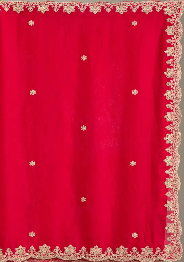 Rani_Pink_Crepe_Cording_Saree_With_Matching_Blouse_Piece
