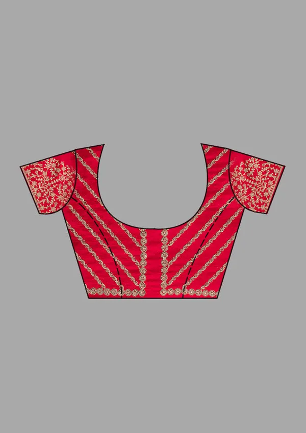 Rani_Pink_Crepe_Cording_Saree_With_Matching_Blouse_Piece