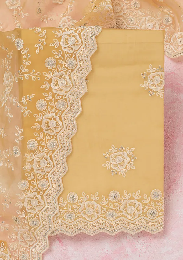 Yellow_Organza_Threadwork_Unstitched_Dress_Material_With_Matching_Bottom_And_Dupatta