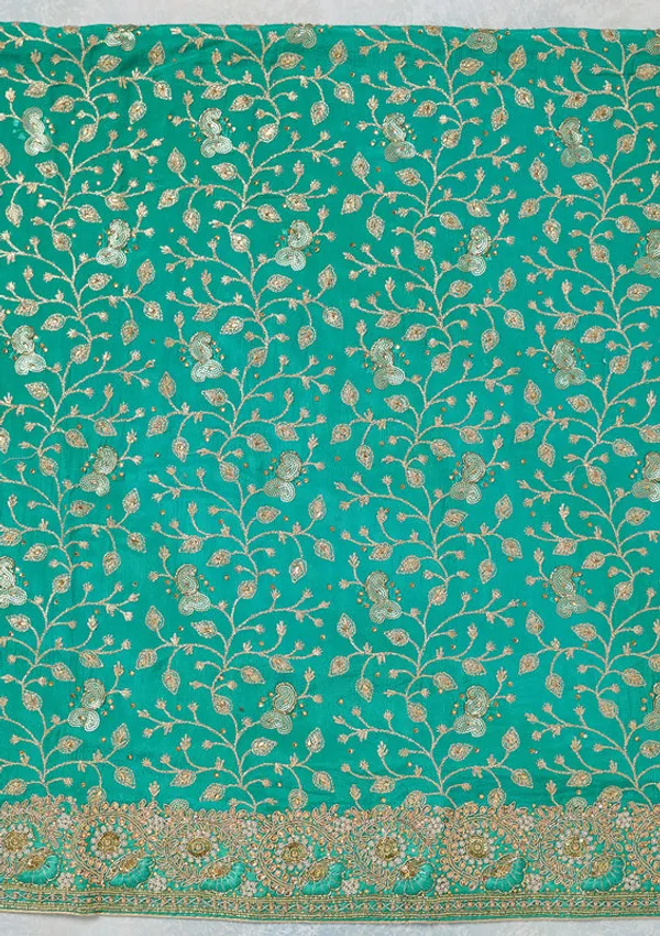 Sea_Green_Georgette_Gold_Zardozi_Work_Unstitched_Dress_Material_With_Matching_Bottom_And_Dupatta