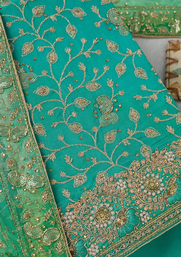 Sea_Green_Georgette_Gold_Zardozi_Work_Unstitched_Dress_Material_With_Matching_Bottom_And_Dupatta
