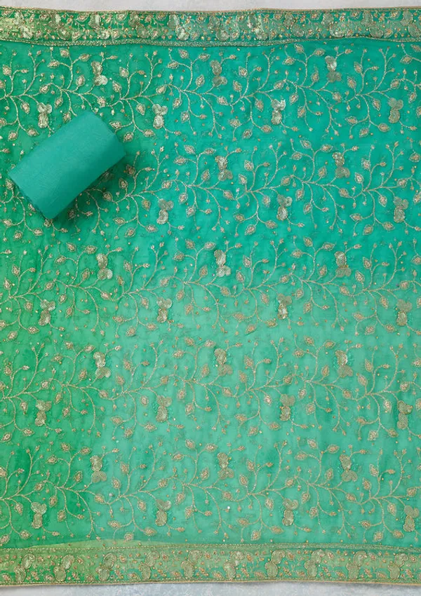 Sea_Green_Georgette_Gold_Zardozi_Work_Unstitched_Dress_Material_With_Matching_Bottom_And_Dupatta