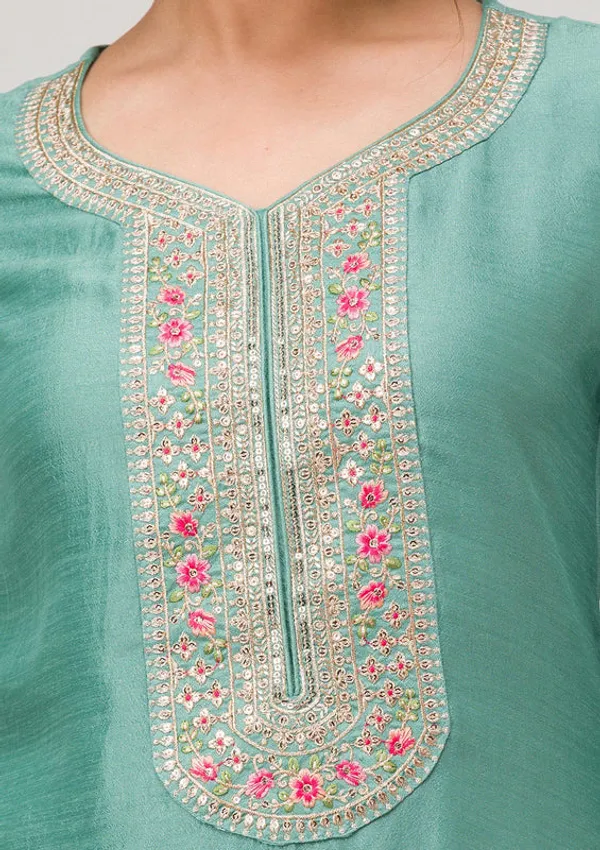 Sea_Green_Soft_Raw_Silk_Threadwork_Straight_Kurta_With_Regular_Pant_And_Dupatta