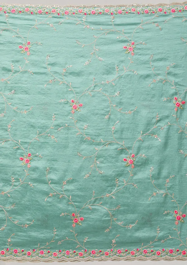 Sea_Green_Soft_Raw_Silk_Threadwork_Straight_Kurta_With_Regular_Pant_And_Dupatta