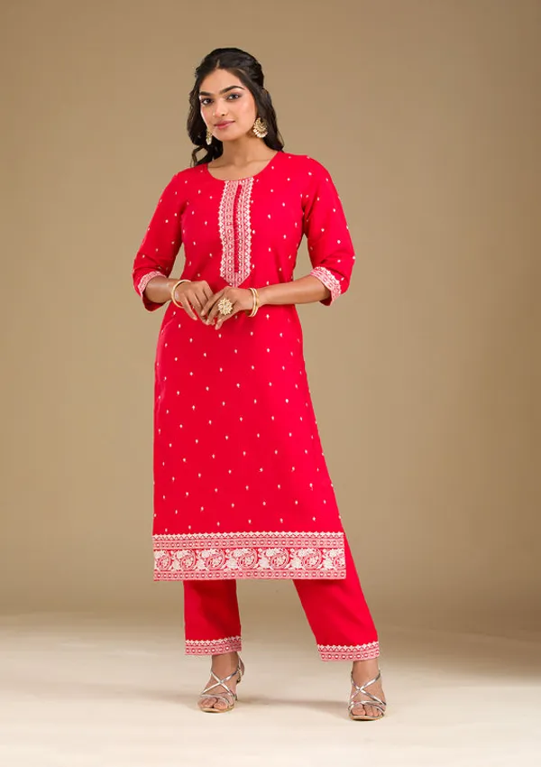 Red_Crepe_Silver_Zariwork_Straight_Kurta_With_Pant_Regular_And_Dupatta