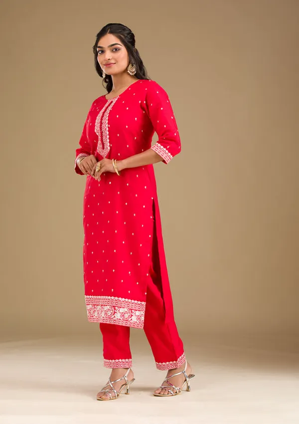 Red_Crepe_Silver_Zariwork_Straight_Kurta_With_Pant_Regular_And_Dupatta