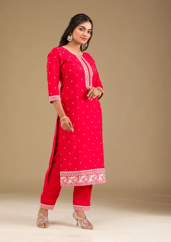 Red_Crepe_Silver_Zariwork_Straight_Kurta_With_Pant_Regular_And_Dupatta