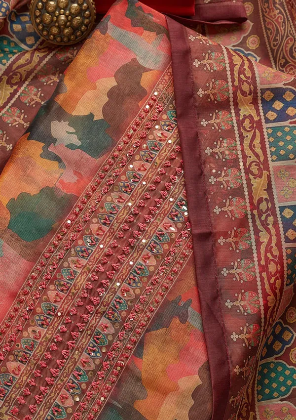 Multi_Chanderi_Abstract_Geometric_Threadwork_Unstitched_Dress_Material_With_Matching_Bottom_And_Dupatta