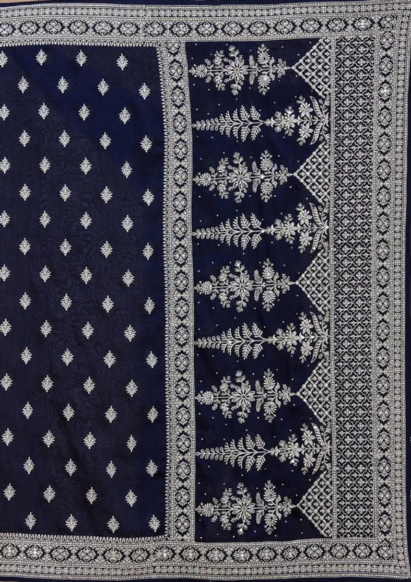 Navy_Blue_Soft_Raw_Silk_Silver_Zariwork_Saree_With_Matching_Blouse_Piece