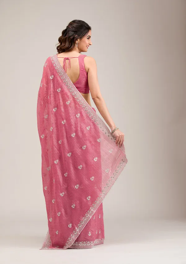 Pink_Tissue_Silver_Zariwork_Saree_With_Matching_Blouse_Piece