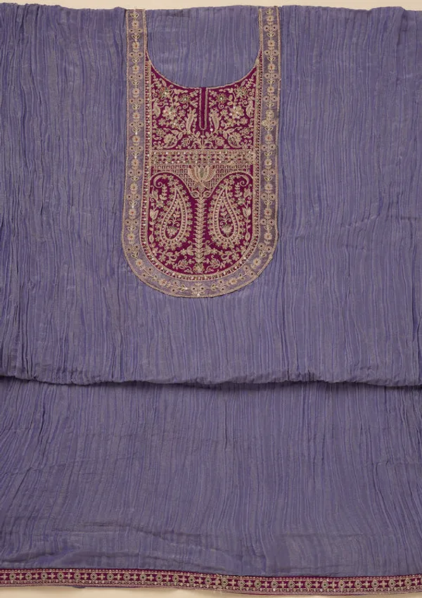 Purple_Tissue_Gold_Zariwork_Unstitched_Dress_Material_With_Matching_Bottom_And_Dupatta