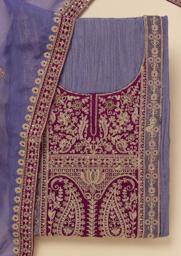 Purple_Tissue_Gold_Zariwork_Unstitched_Dress_Material_With_Matching_Bottom_And_Dupatta