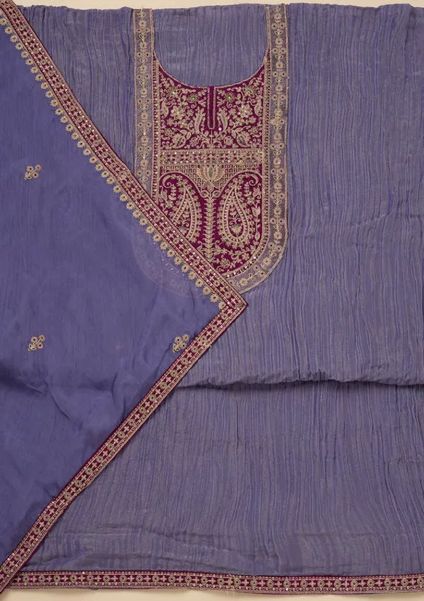 Purple_Tissue_Gold_Zariwork_Unstitched_Dress_Material_With_Matching_Bottom_And_Dupatta