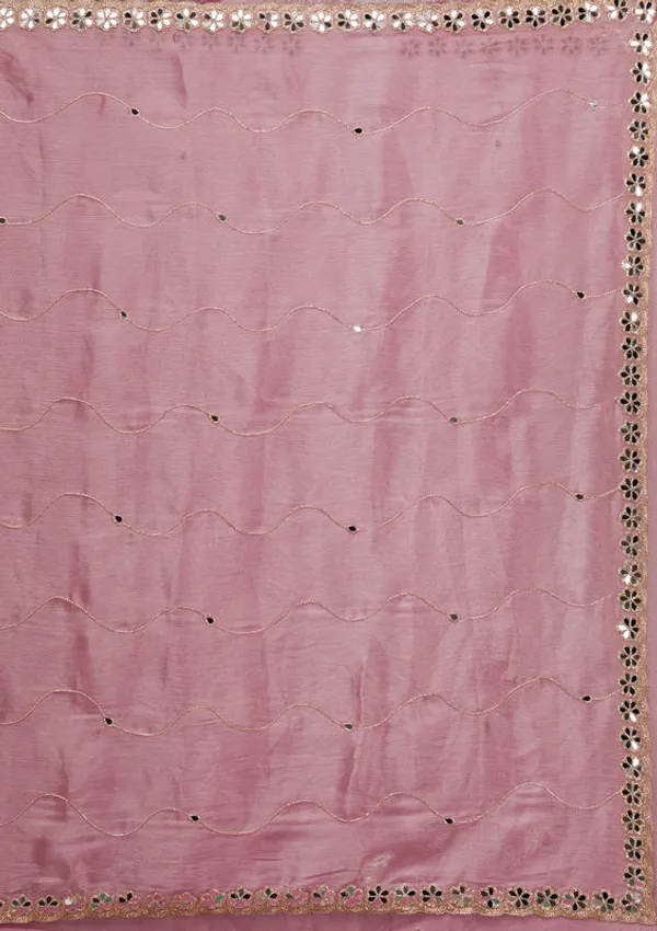 Onion_Pink_Organza_Mirrorwork_Saree_With_Matching_Blouse_Piece