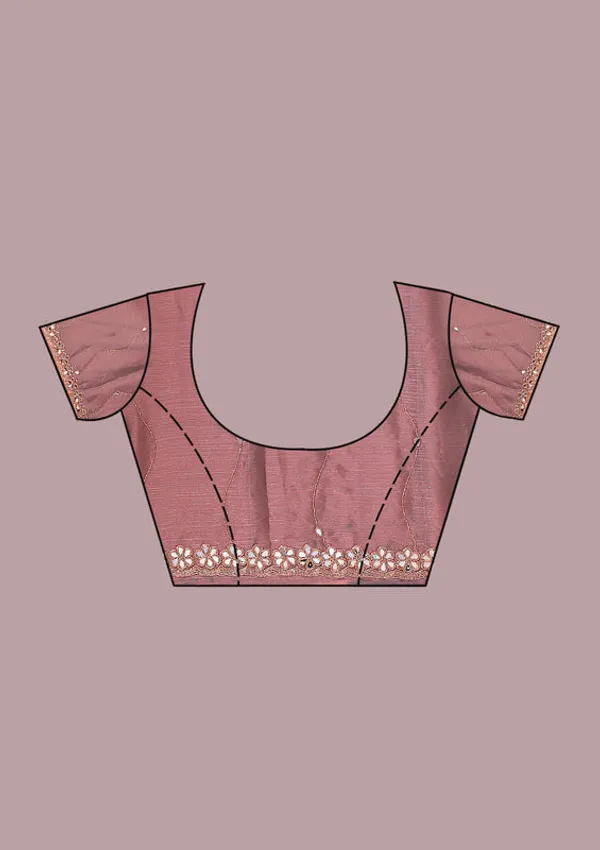 Onion_Pink_Organza_Mirrorwork_Saree_With_Matching_Blouse_Piece